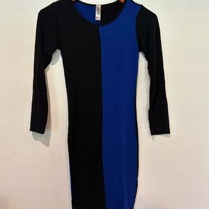 American Twist Black and Blue Long Sleeve Dress